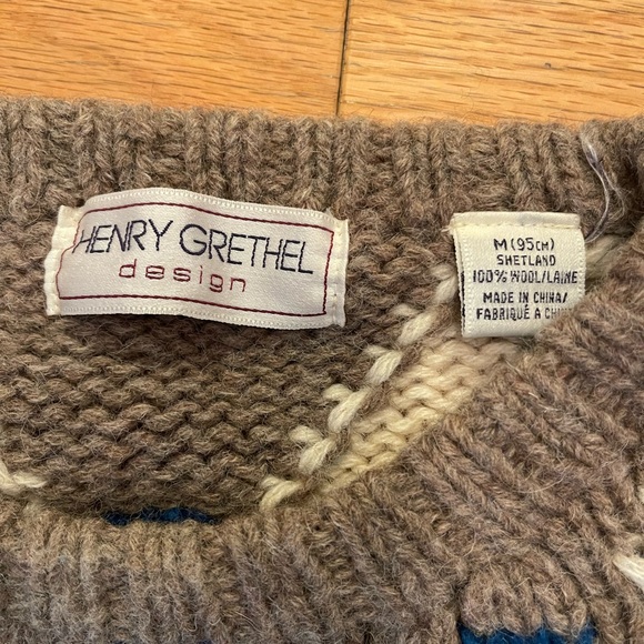 VTG Shetland Wool Henry Grethel Design Crewneck Men’s Sweater Size M - Picture 2 of 4